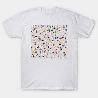 Terrazzo with grey, pink, yellow, and dark blue colours T-Shirt